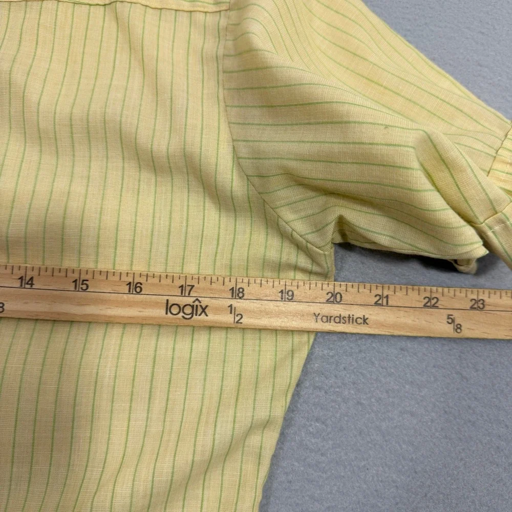 Vintage Short Sleeve Button Shirt Medium Striped Thin Rockabilly 70s 80s Preppy - Picture 8 of 10